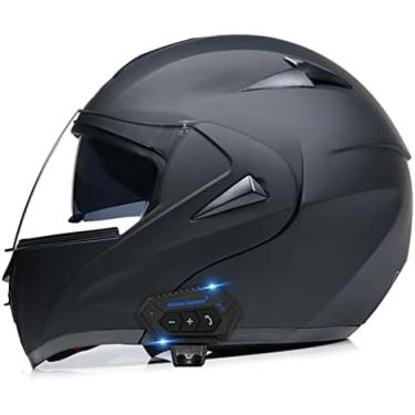 Imagem de Capacete De Motocicleta Frontal Flip Up, Aprovado Pelo DOT/ECE, Capacete Modular De Motocicleta Bluetooth Full Face, Com Lente Colorida, Capacete Leve, Capacete De Colisão,B,C=59-60CM,Bonny369