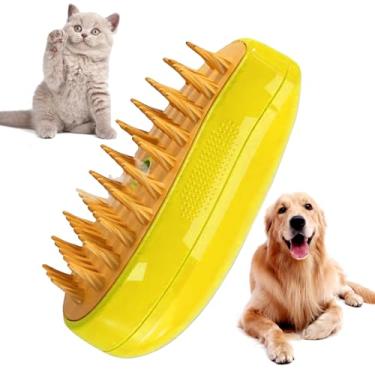 Imagem de JMEDIC Escova De Cabelo Para Gatos 3 Em 1 Massagem, Cuidar De Animais De Estimação, Remover Cabelos Emaranhados E Soltos, Amarelo