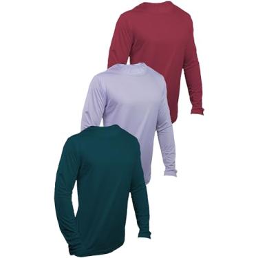 Imagem de KIT 3 Camisetas Com Proteção UV 50+ Dry Fit Segunda Pele Térmica Tecido Termodry Manga Longa - Verde Colonial, Branco, Vermelho - GG