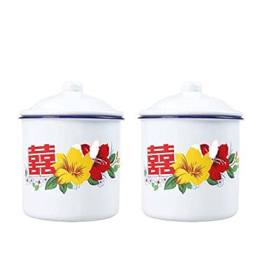 Imagem de JinRu BaoHua Copos esmaltados estilo chinês de 355 ml, xícaras de café, xícaras de chá, canecas 2 peças