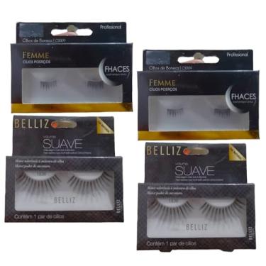 Imagem de CÍLIOS POSTIÇOS C/4 PEÇAS C3009 + 1836 FEMME E BELLIZ + COLA