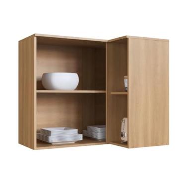 Imagem de Armário Aéreo de Canto com Prateleira Interna Isabelle Freijó/grafite