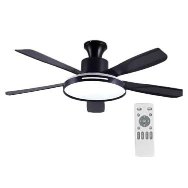 Imagem de Ventiladores De Teto Silenciosos Com Luzes, Ventilador De Teto Moderno Com Controle Remoto, Ventilador De Teto Com Lâminas, Para Ambientes Internos E Externos (Color : Black 3, Size : 52in)