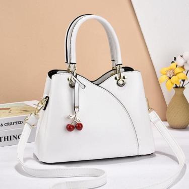 Imagem de Bolsa de couro retro e bolsas de luxo bolsas femininas designer marca ombro crossbody sacos para mulher, branco
