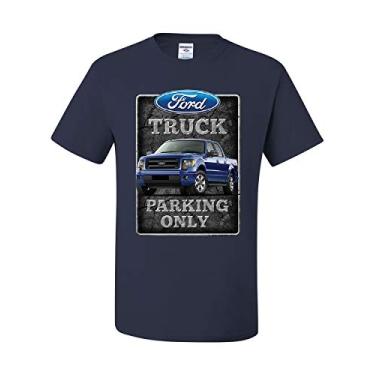 Imagem de Camiseta Ford Truck Parking Only Pickup Truck Built Ford Tough, Azul-marinho, G