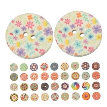 Imagem de Operitacx 100 Unidades botões madeira impressos botões para costura botões suéter decoração decorar botões artesanato DIY botões costura simples vintage jaqueta
