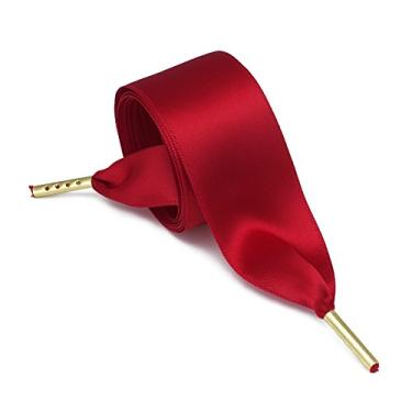 Imagem de ZOOEASS Cadarços femininos modernos com fita de cetim ideal para Converse Nike Addidas Puma, Vermelho, 47.24"(120cm)
