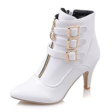 Imagem de MEOTINA Salto alto dourado feminino salto gatinho bico fino bota feminina fivela salto alto tornozelo metálico sapatos, Fivela branca, 40