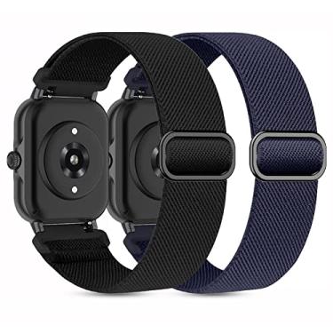 Imagem de Pacote com 2 pulseiras de relógio de nylon elásticas compatíveis com Amazfit Bip U Pro/Bip 3/Bip/Bip Lite/Bip S/Bip S lite/Bip U/Bip 3 Pro. Tiras elásticas de laço de 20 mm para Amazfit GTS/GTS 4/4 mini/GTS 2/2e/2 mini/GTS 3 para mulheres e homens