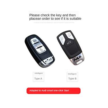 Imagem de CSHU Couro TPU Car Key Case Cover Chaveiro Ring Key Bag, apto para Audi A5 Q7 S4 S5 A4 B9 Q7 A4L 4m TT TTS RS 8S 2016 2017 2018, A Vermelho