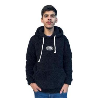 Imagem de Blusa Peluciada Casaco Teddy Masculina Fechada Capuz Punho-Masculino