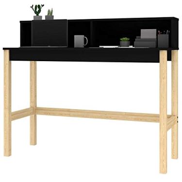 Imagem de Escrivaninha Corner Preta e Natural 100cm