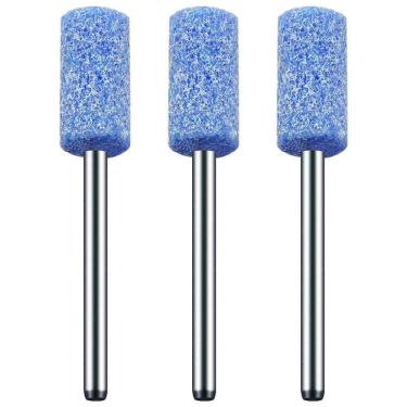 Imagem de Kit 3 Ponta Montada 8Mm Rebolo Azul Haste 3Mm Micro Retífica