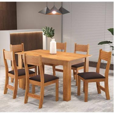 Imagem de Mesa de Jantar Retangular Zinnia Com 6 Cadeiras Brisa Cobre/Bombom- Casa Giulia