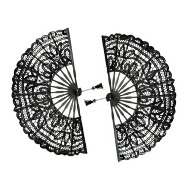 Imagem de 2 peças Leque de renda de osso Leques de mão chineses Leques dobráveis ​​de mão Leques dobráveis ​​chineses Leques de mão de artes chinesas antigas Leques de estilo japonês Leques de papel para artesa