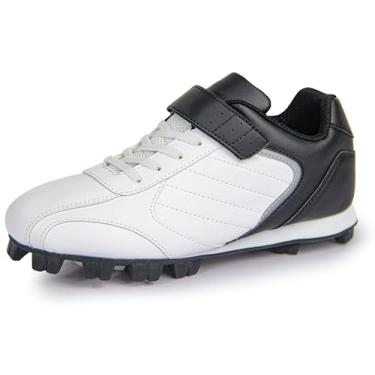 Imagem de Sooneeya Chuteira de beisebol infantil – chuteira de softbol moldada de borracha juvenil – Tênis esportivo de cano baixo para meninos e meninas, Preto, 11.5 Little Kid