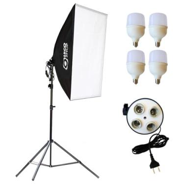 Imagem de Kit Softbox com 4 lampadas LED e tripé de 2m, luz contínua para estúdio foto e vídeo