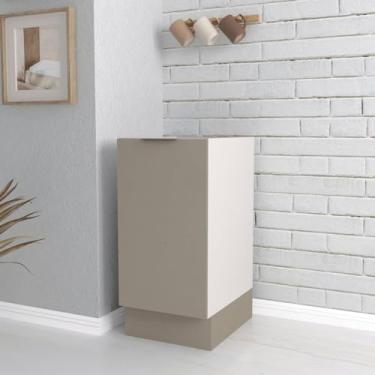 Imagem de Balcão 1 Porta 40cm sem Tampo com Rodapé Puxador 150mm Ipanema CabeCasa MadeiraMadeira Fendi Trama/Branco