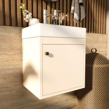 Imagem de Gabinete Banheiro Suspenso Uma Porta Pia Sem Cuba Lavanderia - Cores (Off White)