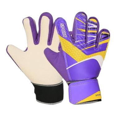 Imagem de rockible Luvas de goleiro de futebol adulto luvas de proteção de dedo forte aderência durável resistente ao desgaste profissional na moda para iniciantes, roxo