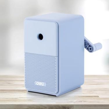 Imagem de Deli Apontador manual de manivela com ponta ajustável para lápis de cor, crianças e estudantes, azul