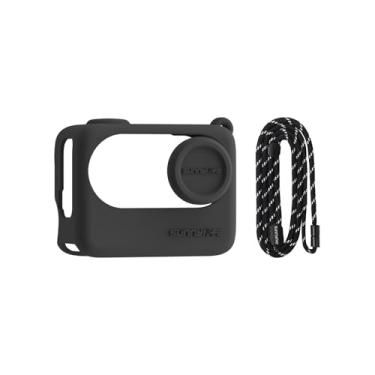 Imagem de BTG Capa de silicone e alça de pescoço Cambo compatível com acessórios Insta 360 Go 3S Protetor corporal (preto)