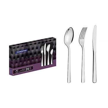 Imagem de Tramontina 66985000 Faqueiro Aço Inox com Facas de Mesa Forjadas com 24 Peças, Prata