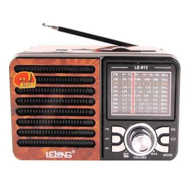 Imagem de Rádio Retro Portátil 9 Faixas Ondas Curtas Recarregável - Lelong, Port