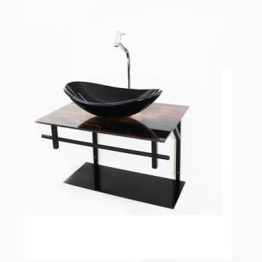 Imagem de Gabinete de Vidro Para Banheiro 60cm Ap Slim Marmorizado - Ekasa, Made