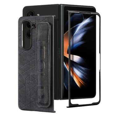 Imagem de Capa de couro com suporte de pulseira para Samsung Galaxy Z Fold 6 5 fold6 Fold3 Fold5 Fold4 Fold 4 3 5G Slot para caneta Capas para celular, preta, para Samsung Z Fold 5