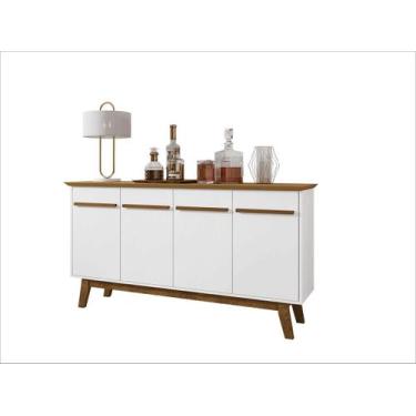 Imagem de Aparador Buffer Opala MDF 4 Portas Cinamomo Branco Bechara