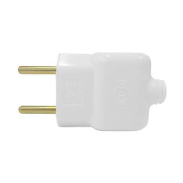 Imagem de Plug Tomada Pino Macho Prensa Cabo Fio 2P Branco 10A 250V - Ilumi