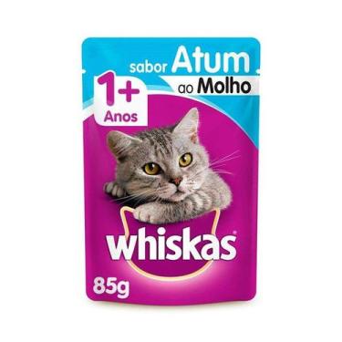 Imagem de Kit 20 Sachê Whiskas para Gatos Acima de 1 Ano Sabor Atum ao Molho 85g