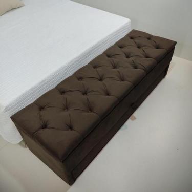 Imagem de Puff Baú (Gaveta) 120x40x45cm Na cor Marrom Escuro (Calçadeira) Perfei