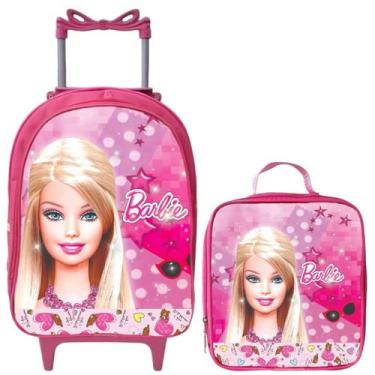 Imagem de Mochila Rodinha Infantil Feminina + Lancheira Térmica - Pikuka, Barbie