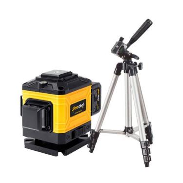 Imagem de Nível Laser 3D 12 Linhas Laser Verde Recarregável 2 Baterias + Tripé -