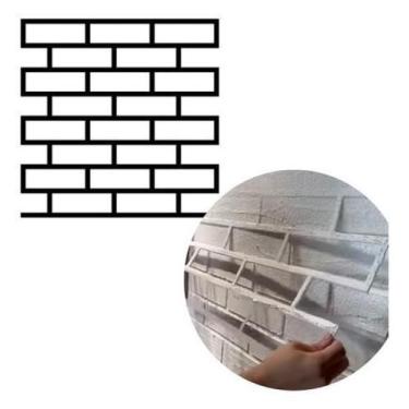 Imagem de Stencil De Parede Tijolinho Revestimento Pintura 60X60 Cm - LU JPDECOR