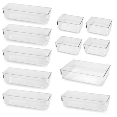 Imagem de Kit 11 Organizador Modula P/ Gaveta De Acrílico Multiuso Porta Talher 