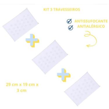 Imagem de Travesseiro antisufocante, antialérgico papi  29x19, KIT3UNBRANCO