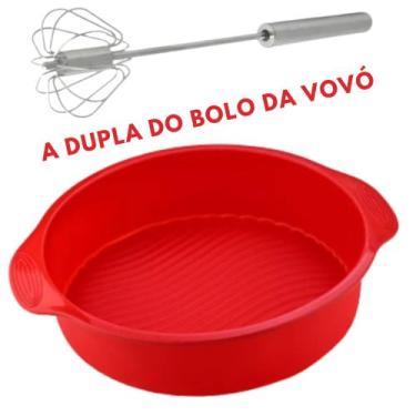 Imagem de Kit forma assadeira de bolo em silicone mais bate claras Fue a dupla d