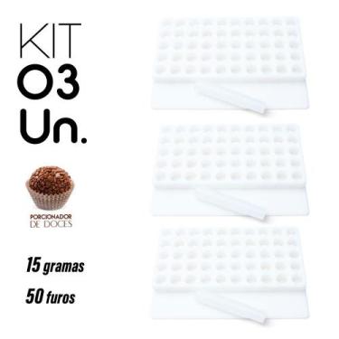 Imagem de Kit 3 Placa Porcionadora Dosadora de Doces Brigadeiro 15g - Tribo Swee