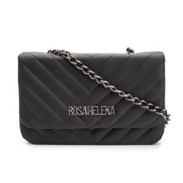 Imagem de Bolsa Clutch Rosa Prática Helena Bordada Preta Versátil - ROSA HELENA