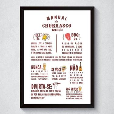 Imagem de Quadro Decorativo Com Moldura Manual Do Churrasco - Placa PVC