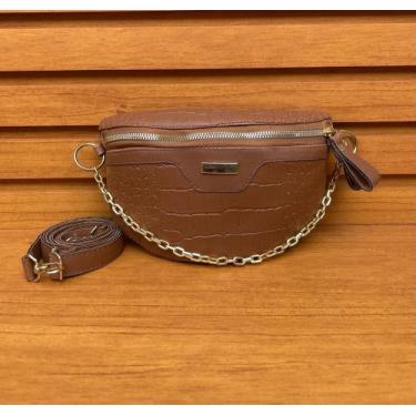 Imagem de Bolsa Preta Feminina Pochete Luxo Transversal Alça Corrente de Lado Ti