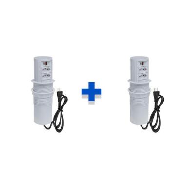 Imagem de Kit 2 Torres De Tomadas Automático 2Tom 10A 2USB 3.5 Tipo C - CONNECT 