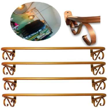 Imagem de Kit 4 Arara De Parede Cabideiro Rose Gold 1 Metro Linha Premium ! - VF