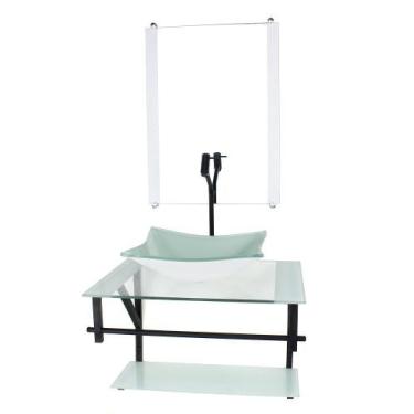Imagem de Gabinete de vidro para banheiro 60cm ap cuba retangular  branco - CUBA