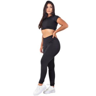 Imagem de Conjunto Feminino Fitness Top Manga + Calça Legging Basica  MAG853_901