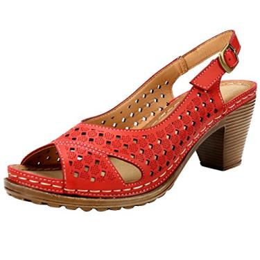 Imagem de Sandálias femininas com fecho no calcanhar Alexis Leroy, Vermelho, 6-6.5