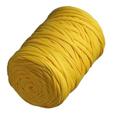 Imagem de Fio de camiseta 100 metros tecido de fio de tricô pano de crochê cor sólida fio de camiseta para iniciantes em crochê faça você mesmo bolsa artesanato de mão cobertor projetos de almofada (amarelo)
